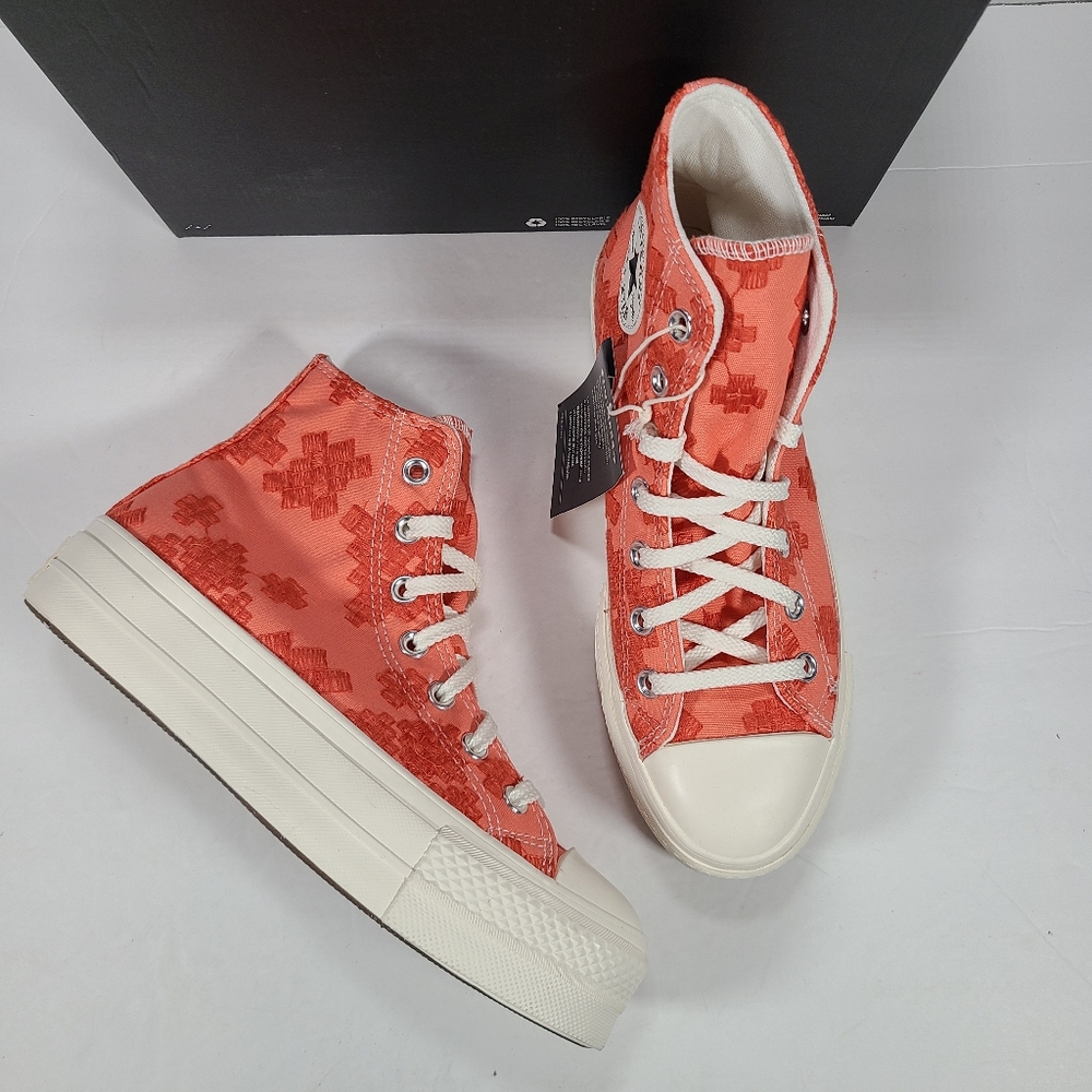 Converse CTAS Lift Hi Mantra Orange Chunky Platform Sneakers Women 7.5